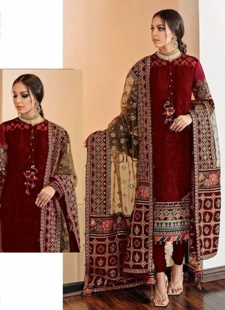 Red Colour R 486 Nx Ramsha New Designer Exclusive Georgette Salwar Suit Collection 486 B
